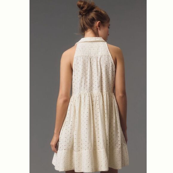 Anthropologie Maeve Halter Eyelet Mini Dress - Picture 2 of 4